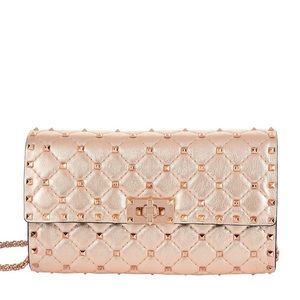 Valentino Pink Rockstud Spike Clutch Bag